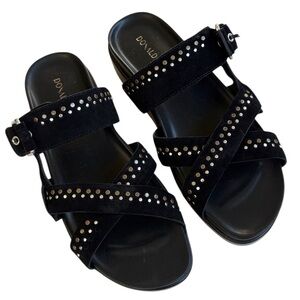 NWOT Donald J. Pliner Leather Faraz Studded Sandals Black Size 9